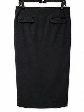 FARM Rio Black Midi Skirt Back Slit Tailored NWT L $210